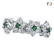 14K White Gold .48ct Diamond and Emerald Flower Ring