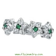 14K White Gold .48ct Diamond and Emerald Flower Ring