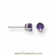 14k White Gold 4mm Amethyst Earrings