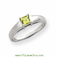 14k White Gold 4mm Peridot Ring