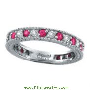 14K White Gold .50ct Diamond and .51ct Pink Sapphire Ring Band