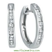 14K White Gold .50ct Diamond Channel Set Hoop Earrings