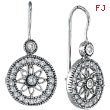 14K White Gold .50ct Diamond Flower in Circle Dangle Earrings