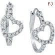 14K White Gold .50ct Diamond Heart Hoop Earrings