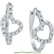 14K White Gold .50ct Diamond Heart Hoop Earrings