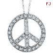 14K White Gold .50ct Diamond Peace Sign Pendant On Cable Chain Necklace