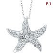14K White Gold .50ct Diamond Starfish Pendant On Cable Chain Necklace