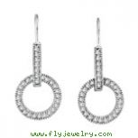 14K White Gold .51ct Diamond Circle Drop Earrings SI1-SI2 G-H