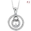 14K White Gold .51ct Diamond Circular Designer Pendant On Cable Chain Necklace