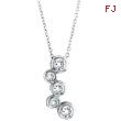 14K White Gold .51ct Diamond Graduated 5-Stone Bezel Pendant On Cable Chain Necklace