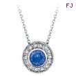 14K White Gold .52ct Tanzanite & .17ct Diamond Circular Pendant On Cable Chain Designer Necklace