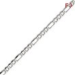 14K White Gold 5.35mm Semi-Solid Figaro Chain