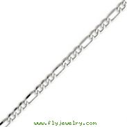 14K White Gold 5.35mm Semi-Solid Figaro Chain