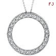 14K White Gold .53ct Diamond Eternity Circle Pendant On Cable Chain Necklace