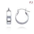 14K White Gold 5.50x15mm Fancy Hoop Earrings