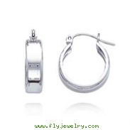 14K White Gold 5.50x15mm Fancy Hoop Earrings