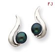 14K White Gold 5.5mm Black Pearl Earring