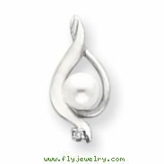 14k White Gold 5.5mm Pearl A Diamond pendant