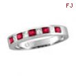 14K White Gold .56ct Ruby & .23ct Diamond Princess Cut Band Ring SI1-SI2 G-H