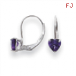 14k White Gold 5mm Heart Amethyst earring