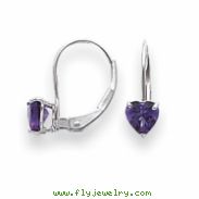 14k White Gold 5mm Heart Amethyst earring