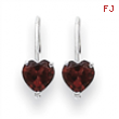 14k White Gold 5mm Heart Garnet earring