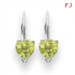 14k White Gold 5mm Heart Peridot earring