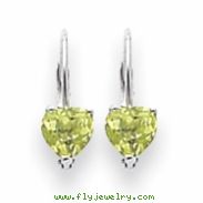 14k White Gold 5mm Heart Peridot earring