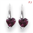 14k White Gold 5mm Heart Rhodalite Garnet earring