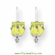 14k White Gold 5mm Princess Cut Peridot leverback earring