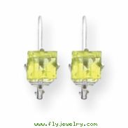 14k White Gold 5mm Princess Cut Peridot leverback earring