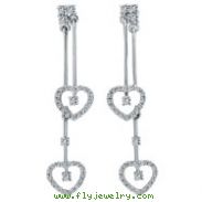 14K White Gold .61ct Diamond Heart Drop Post Earrings