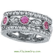 14K White Gold .63ct Pink Sapphire and 1.51ct Diamond Eternity Ring Band