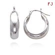 14K White Gold 6.50x15mm Hoop Earrings