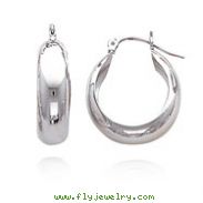 14K White Gold 6.50x15mm Hoop Earrings