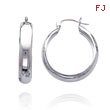 14K White Gold 6.50x25mm Hoop Earrings