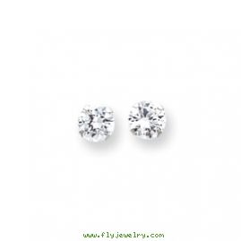 14k White Gold 6.5mm CZ Post Earrings