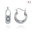 14K White Gold 6.75x12mm Fancy Hoop Earrings