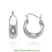 14K White Gold 6.75x12mm Fancy Hoop Earrings