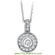 14K White Gold .67ct Diamond Dangling Circle Pendant Neckalce