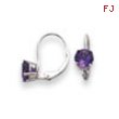 14k White Gold 6mm Amethyst Checker leverback earring