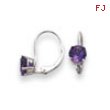 14k White Gold 6mm Amethyst leverback earring