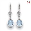 14k White Gold 6mm Blue Topaz leverback earring