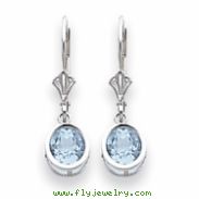 14k White Gold 6mm Blue Topaz leverback earring