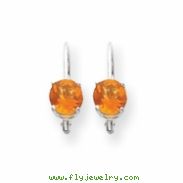 14k White Gold 6mm Citrine Checker leverback earring