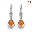 14k White Gold 6mm Citrine leverback earring