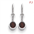 14k White Gold 6mm Garnet leverback earring