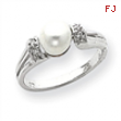 14k White Gold 6mm Pearl A Diamond ring