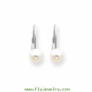 14k White Gold 6mm Pearl Leverback Earrings