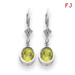 14k White Gold 6mm Peridot leverback earring